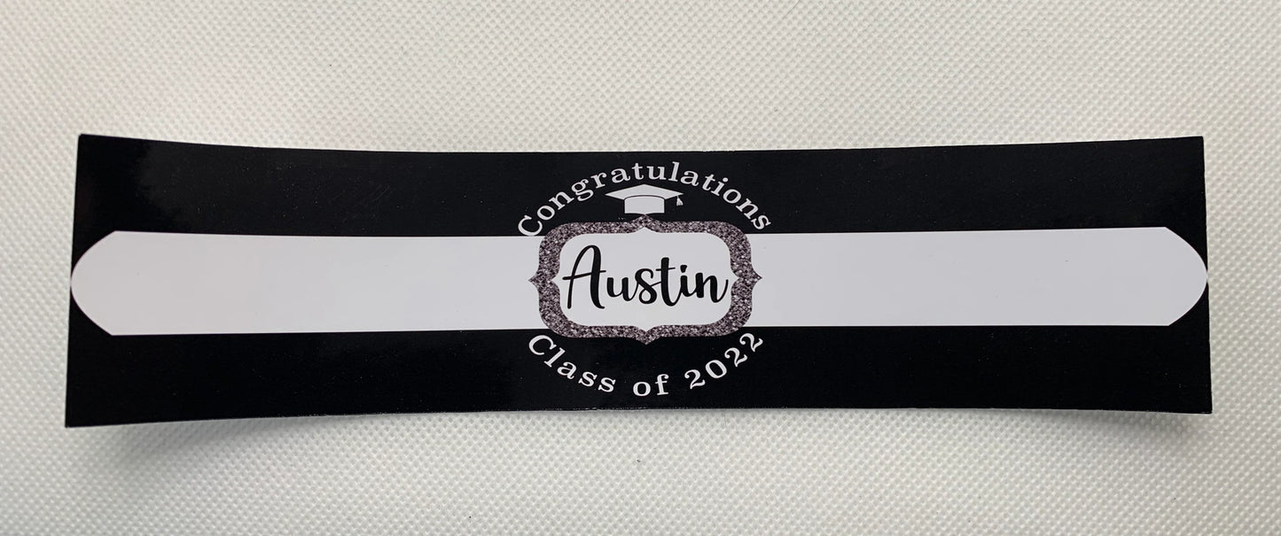 Personalized graduation party water bottle labels - class of 2023/2024 - two colors to choose from