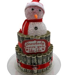 Snowman money cake, Christmas money cake, money gift, single layer or double layer, Christmas gift