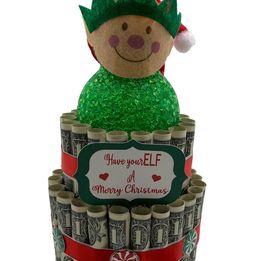 Elf Money Cake for Christmas Money Gift, single layer or double layer, Money card, Christmas gift