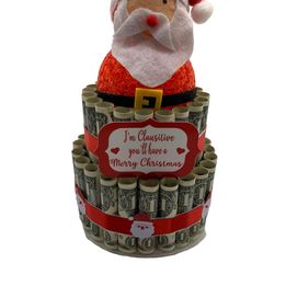 Christmas Santa Money Cake one tier or two tier, Christmas money gift, money card, Santa gift