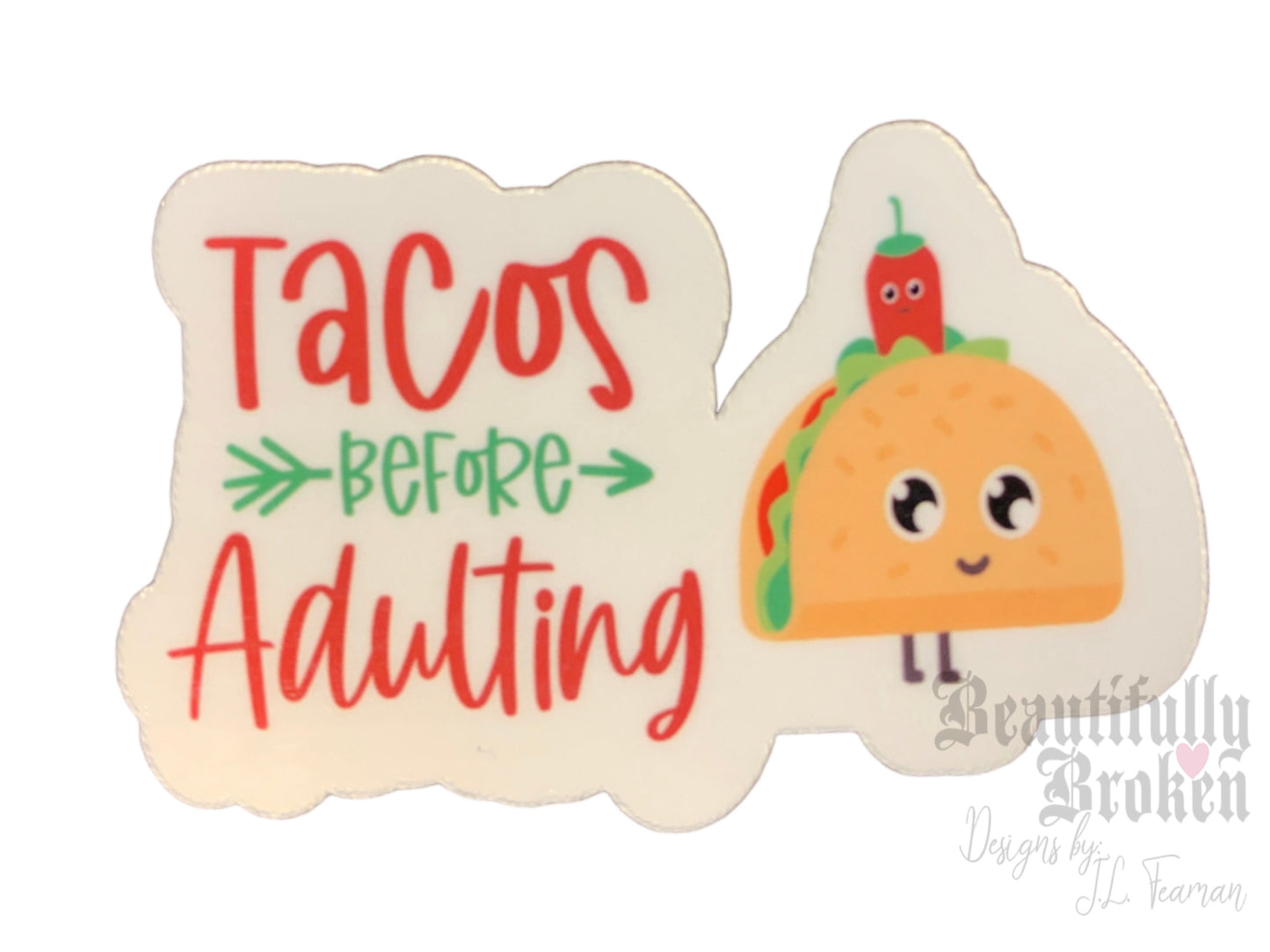 Taco themed funny vinyl stickers- 7 to choose from or get the whole set