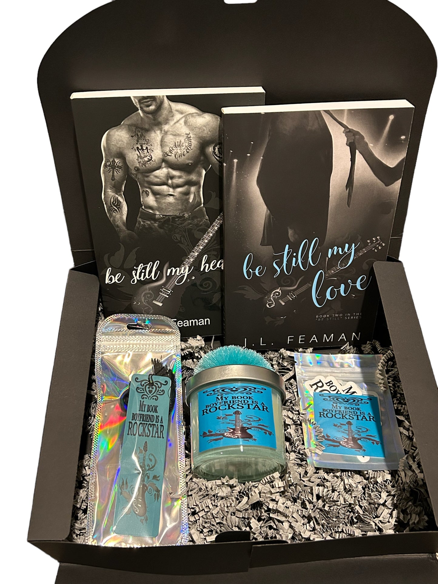 Rockstar romance book box gift set, autographed book set with personalized message from author, rockstar book boyfriend themed gift set, care package dirty book lover, smut