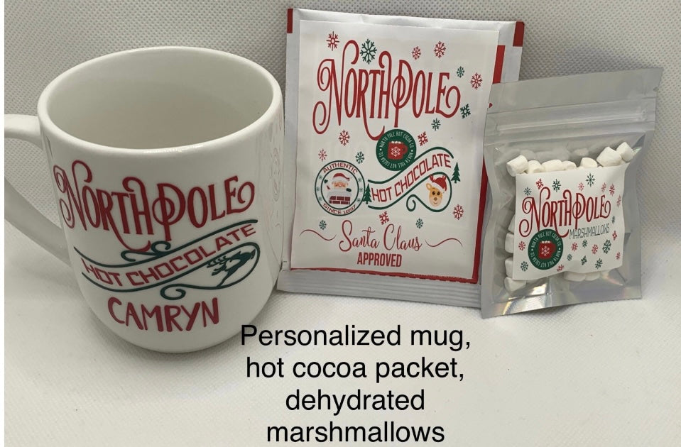 Personalized Christmas Eve Kit. Several Options-Milk & Cookies, Hot Cocoa Mug Set, Reindeer Food/Dust, Activities, Book, Stuffed Moose, toys