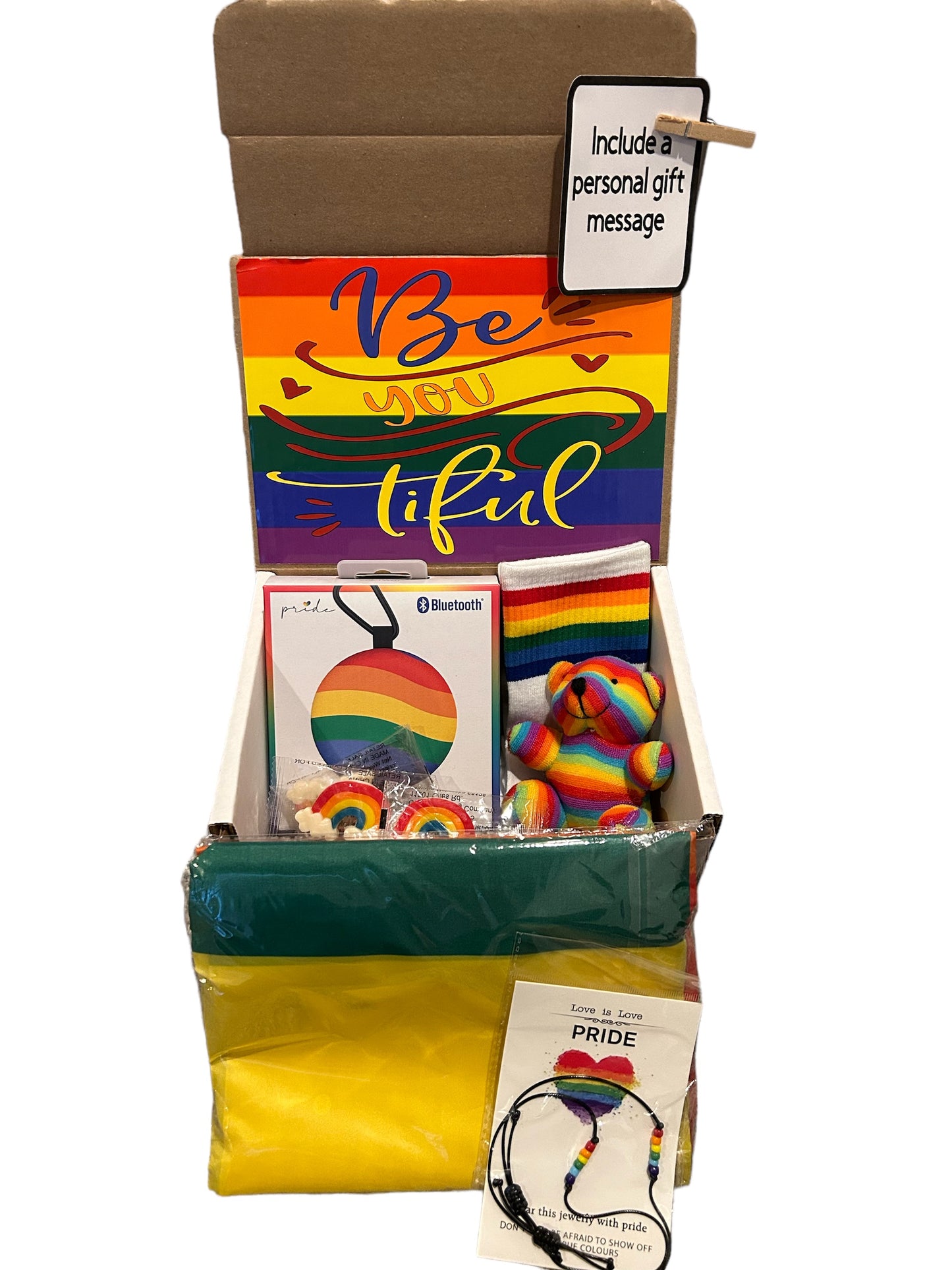 Pride gift set care package, Be “you” tiful, LQBTQ+ gift, rainbow flag