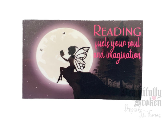 Reading fuels you soul and imagination - fairy with book vinyl sticker- perfect for all book lovers and dreamers