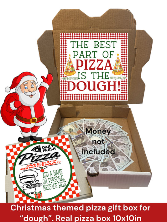 Personalized pizza box gift box -fun/creative money holder. Christmas money gift, pizza dough gift box, Santa gift box