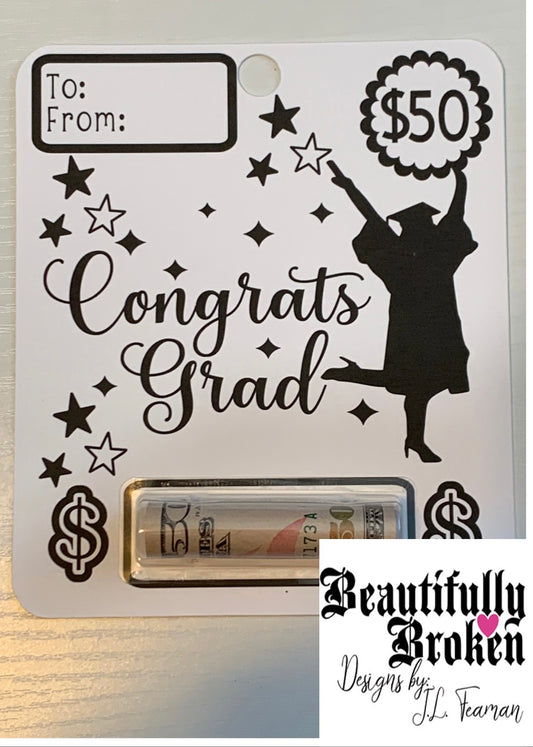 Graduation money card - fun/creative money holder graduation gift. Money not included. Available in 20, 50, 100, blank