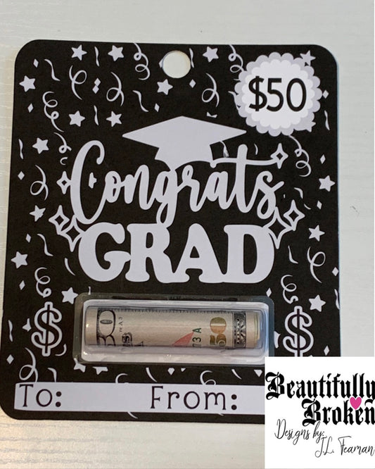 Graduation money card - fun/creative money holder graduation gift. Money not included. Available in 20, 50, 100, blank