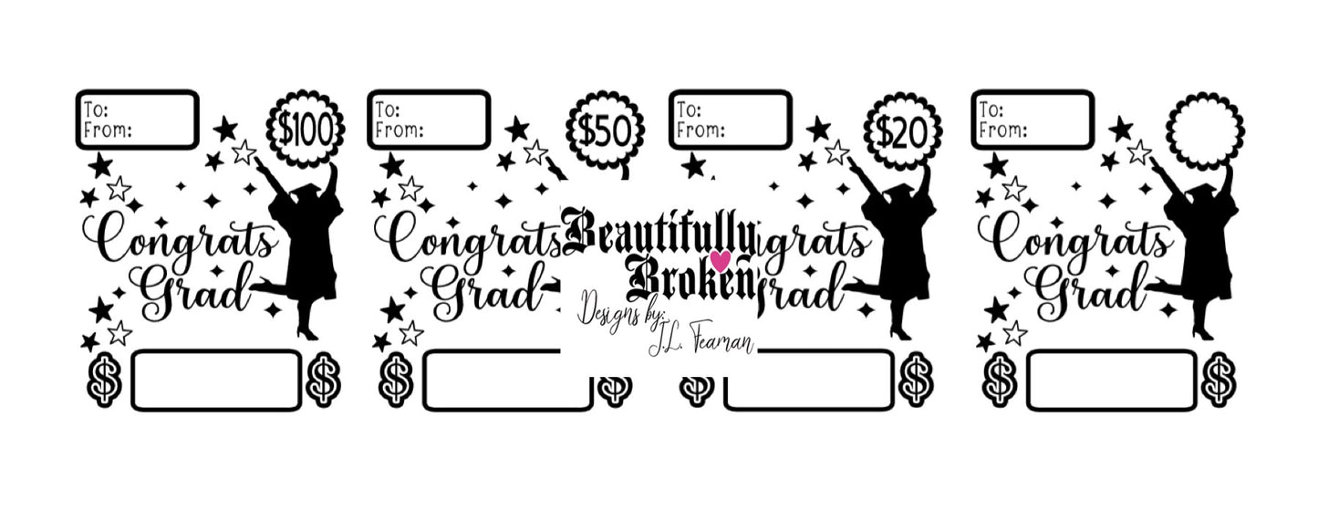 Graduation money card - fun/creative money holder graduation gift. Money not included. Available in 20, 50, 100, blank