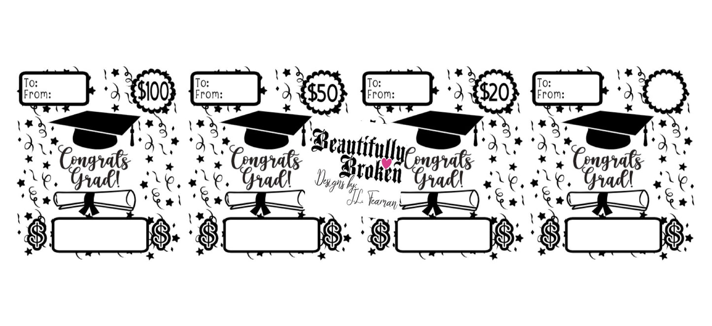 Graduation money card - fun/creative money holder graduation gift. Money not included. Available in 20, 50, 100, blank