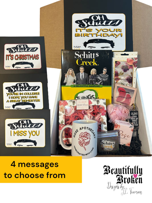 Schitt's Creek ROSE spa themed gift set, Schitt's Creek themed care package, David Rose mug, David Rose Candle, Schitt's Creek Game, Schitt's Creek Vinyl stickers, Schitt's Creek Christmas Gift set, birthday gift