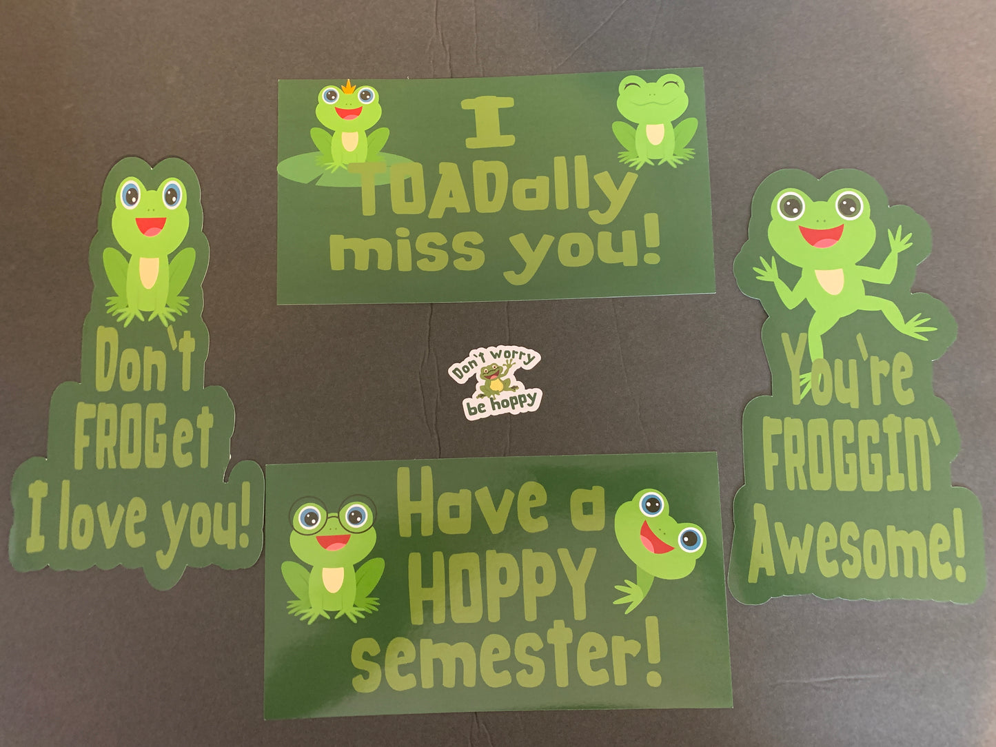 Frog/toad/green themed care package box decor/stickers/labels - toad and frog puns perfect for college students and loved ones