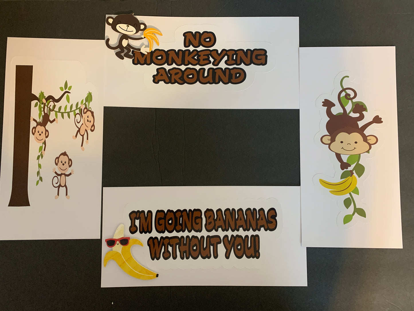 Monkey/banana themed care package box decor/stickers/labels - perfect for college students and loved ones.