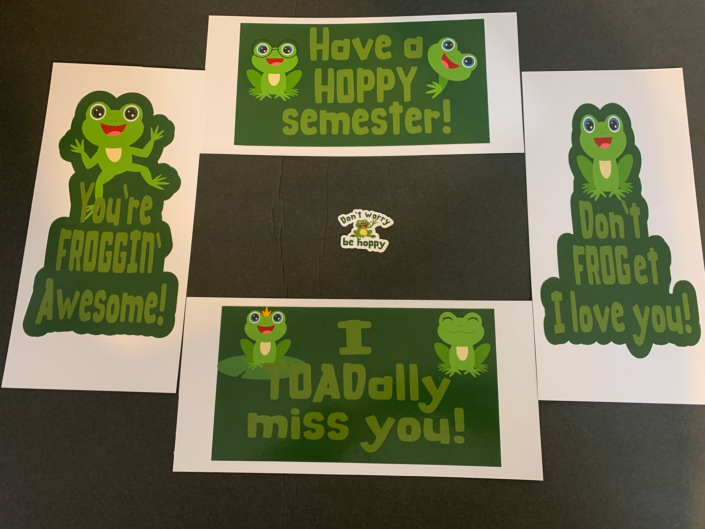 Frog/toad/green themed care package box decor/stickers/labels - toad and frog puns perfect for college students and loved ones