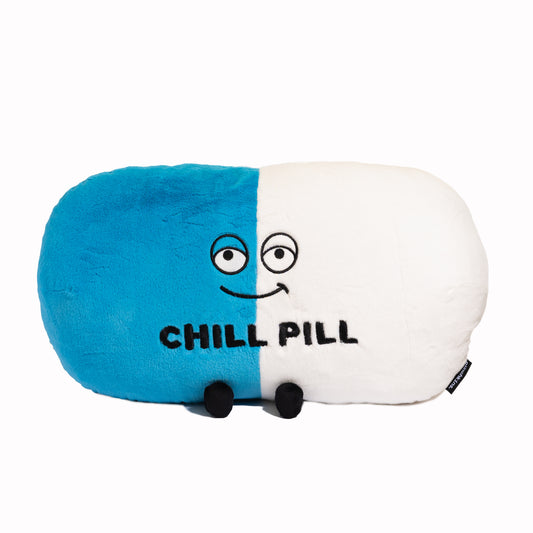 Punchkins Plush Chill Pill Puffie Pillow, Chillax gift, final exam college care gift, Chill out gift, motivational gift