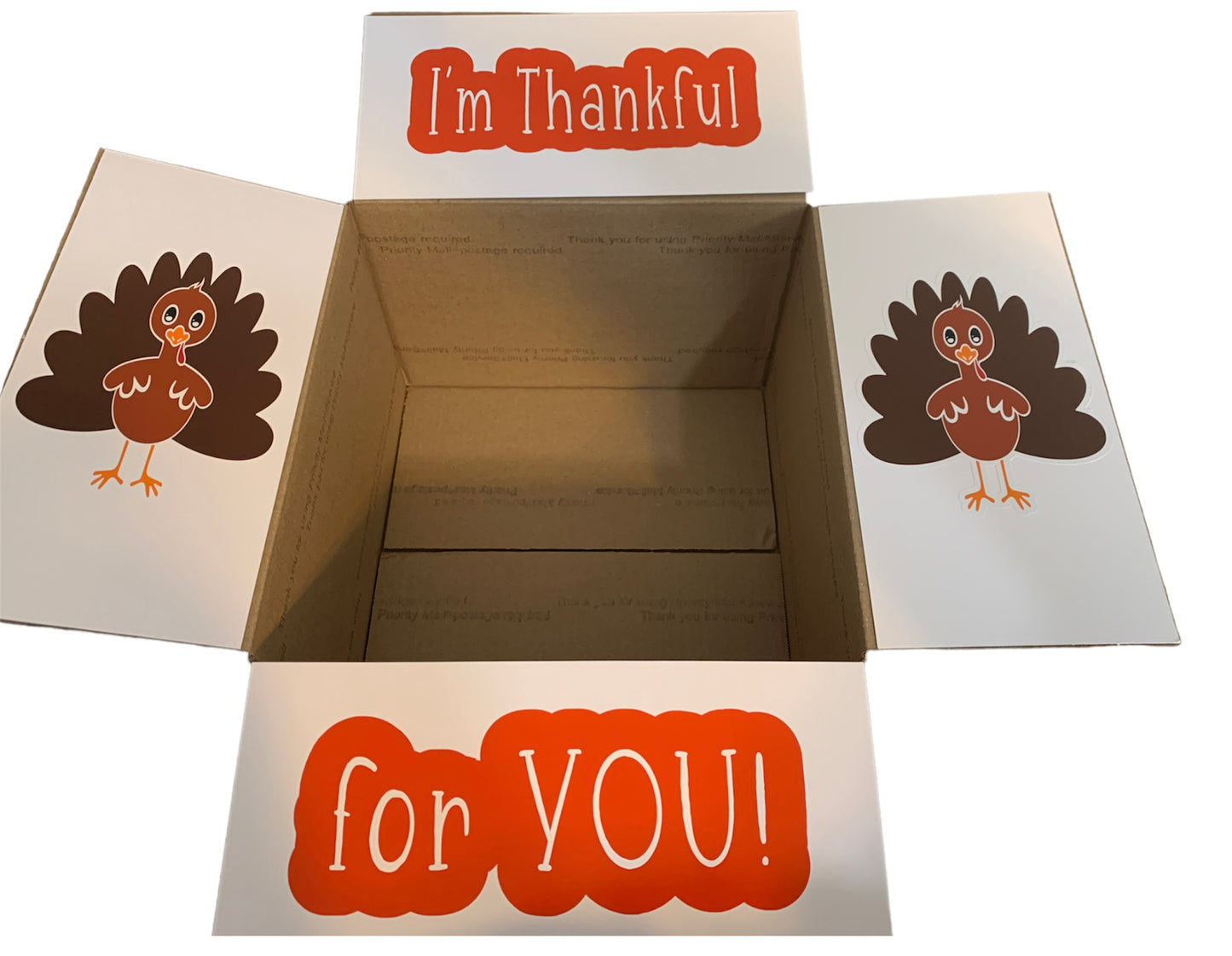 Thanksgiving-themed care package box decor/stickers/labels - thankful for you -Turkey themed college care package