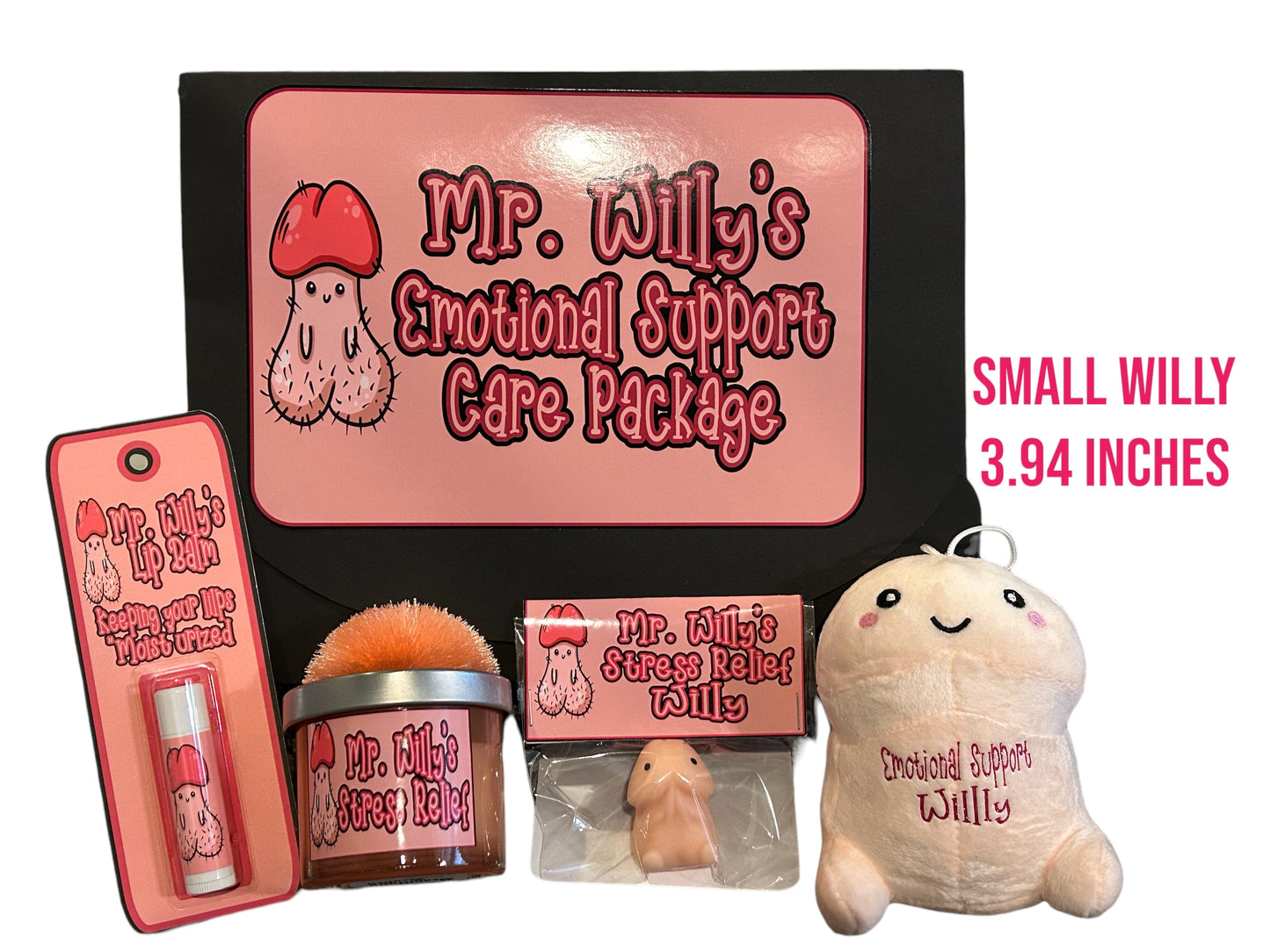 Mr. Willy Emotional Support Care Package -  gift set, Mature, Penis theme gift set, 18+ adult box set, bachelorette party gift, divorce gift, gift for her