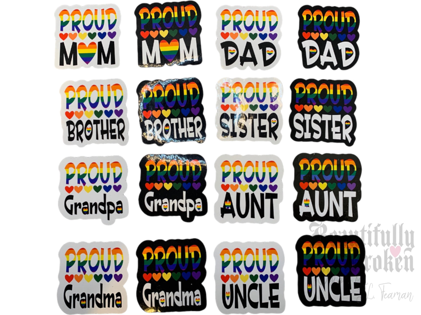 Ally Pride Family Support vinyl sticker - Choose from Mom, Dad, Sister, Brother, Aunt, Uncle, Grandma, and Grandpa