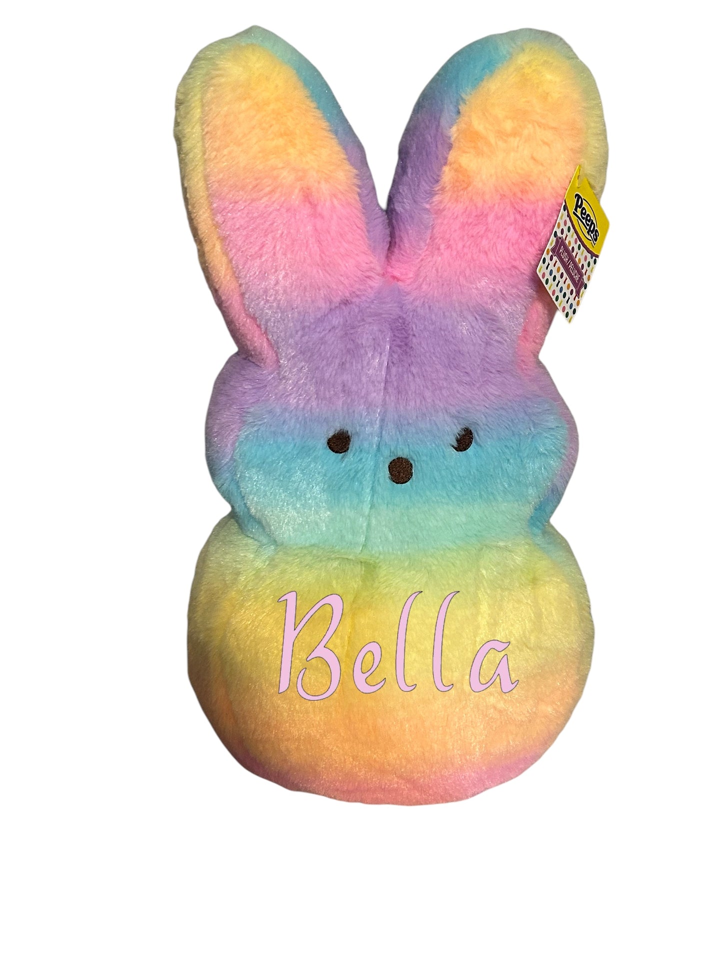 Peeps plush personalized Easter bunny basket filler, Easter gift, Jumbo peep and mini peep, rainbow peep