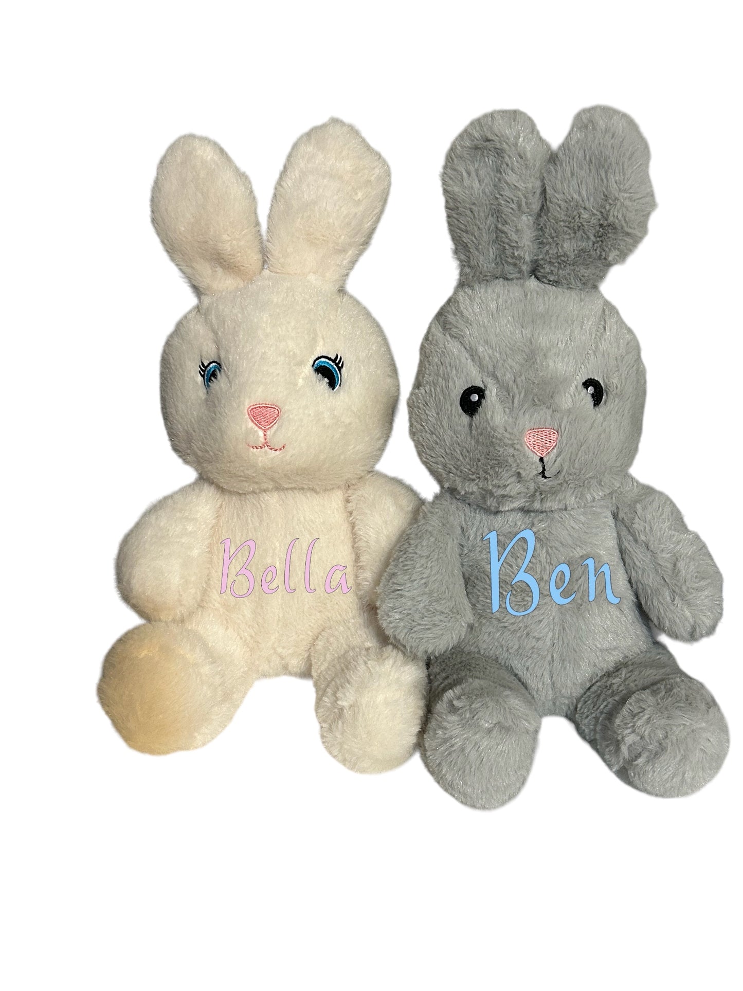 Personalized soft plush Easter bunny rabbit in white or gray, gift for baby, newborn gift, baby shower