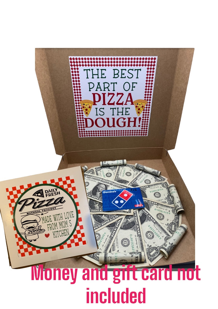 Personalized pizza box gift box -fun/creative money holder. Graduation money gift, pizza Christmas box, money card, care package, open when, college care package, teacher appreciation