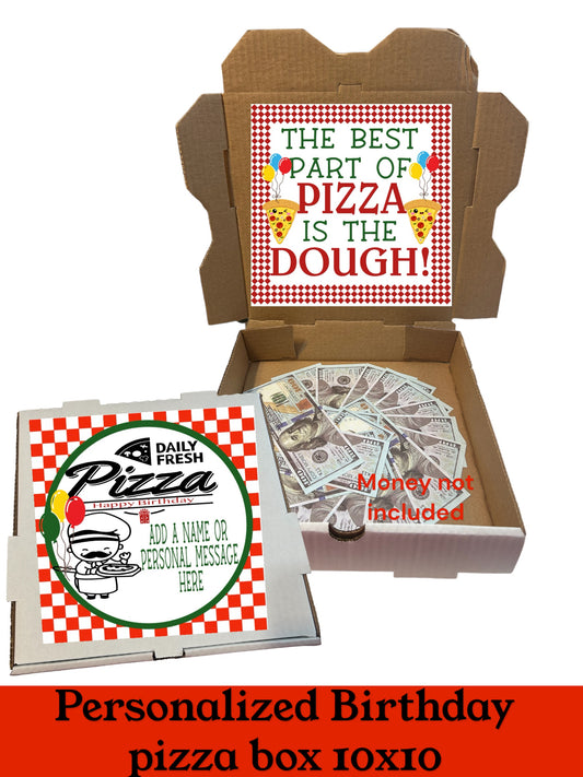 Personalized pizza box gift box -fun/creative money holder. Birthday money gift, pizza dough gift box, happy birthday box