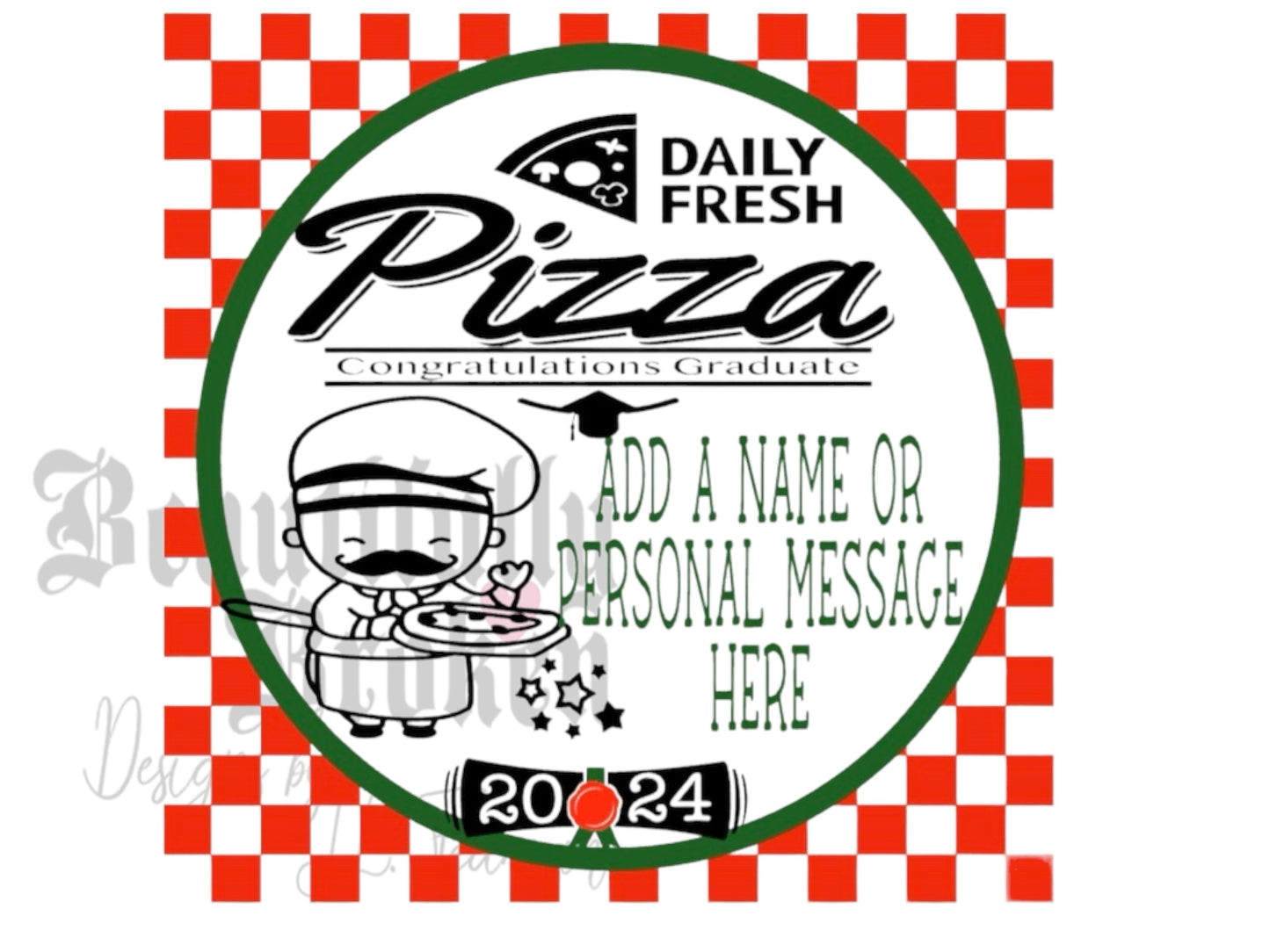 Personalized pizza box gift box -fun/creative money holder. Graduation money gift, pizza dough gift box