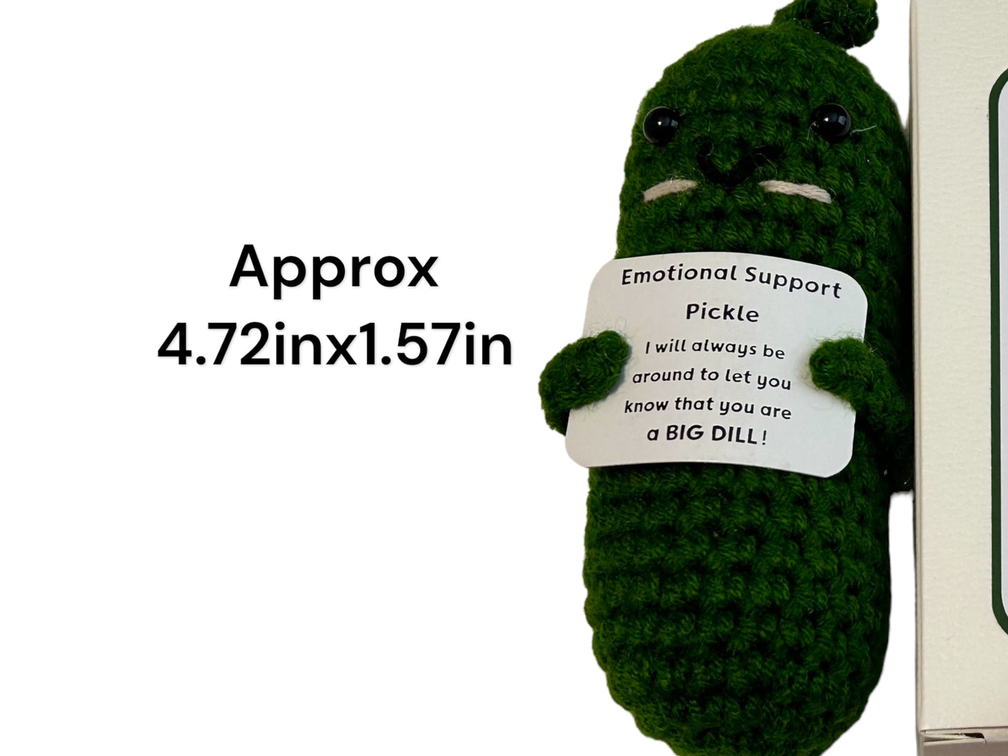 Emotional Support Pickle, you are a big DILL, crochet cute decor, gift box, college care package, final exam survival, motivational gift, positive pickle