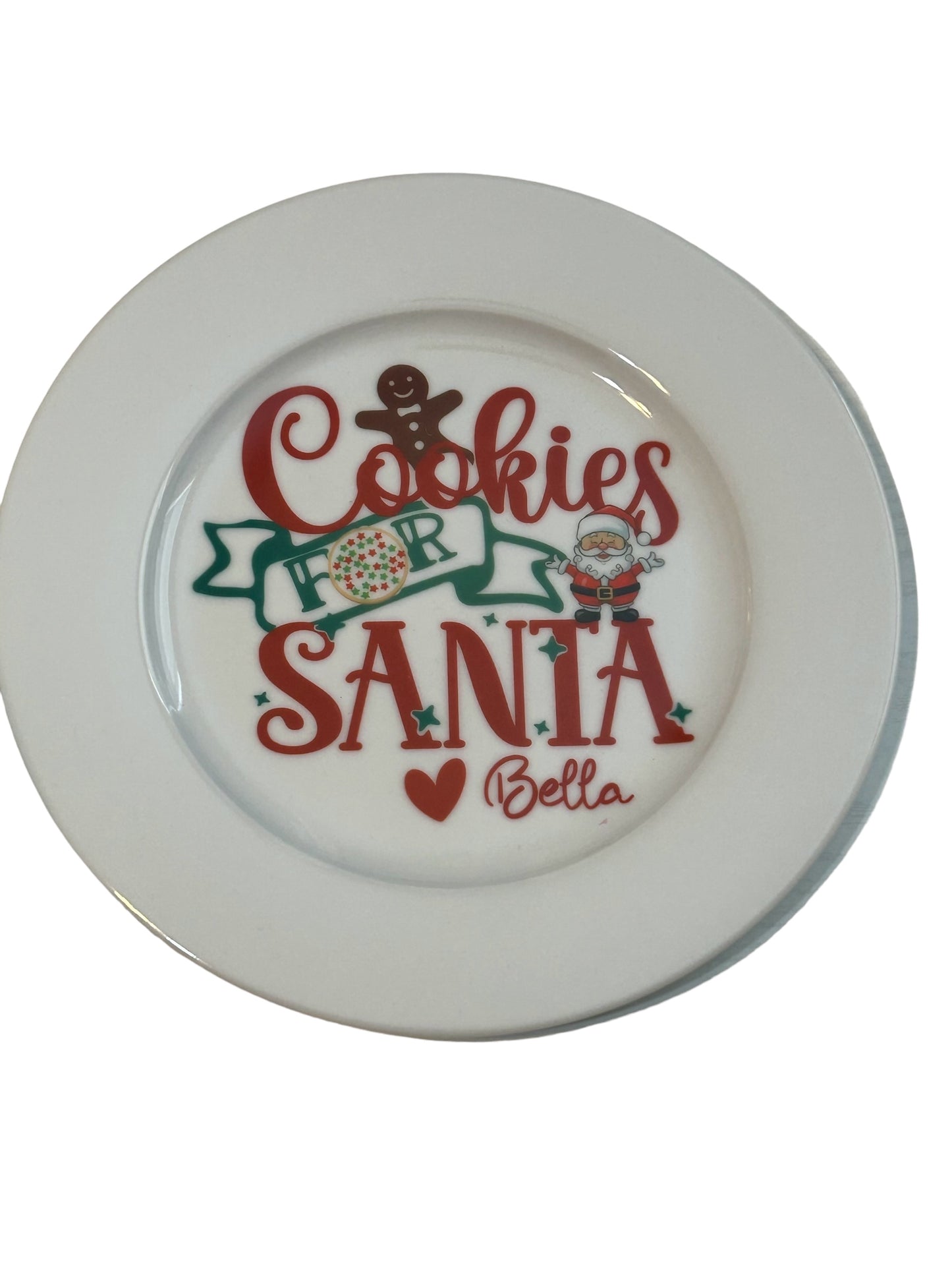 Personalized Cookies for Santa Plate, Christmas Santa Cookies Plate for Kids, Christmas Eve ceramic plate, Dishwasher safe plate