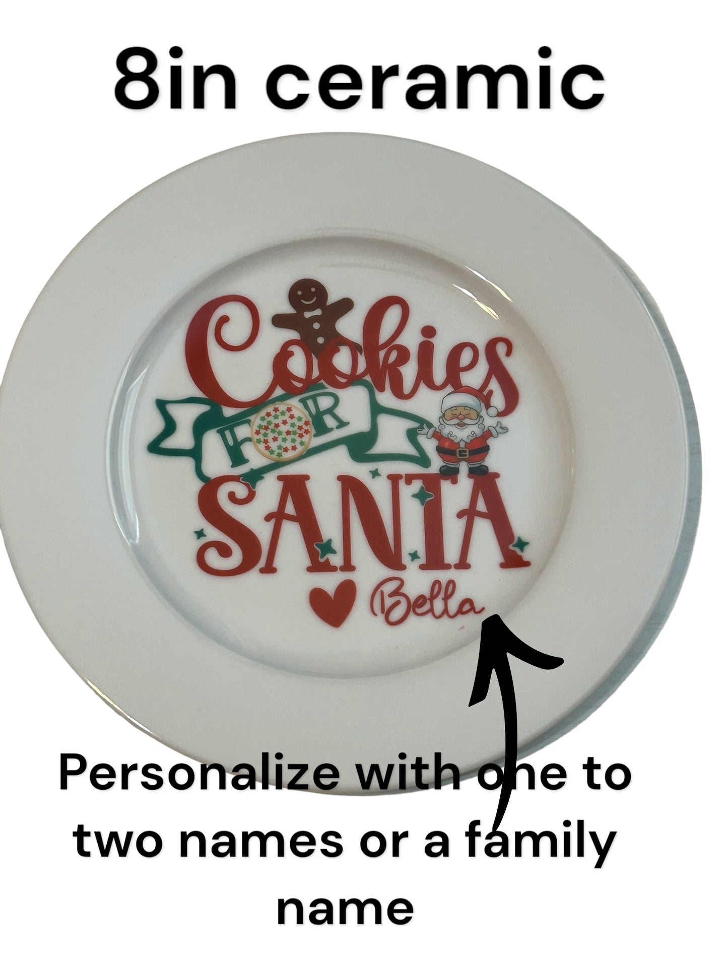 Personalized Cookies for Santa Plate, Christmas Santa Cookies Plate for Kids, Christmas Eve ceramic plate, Dishwasher safe plate