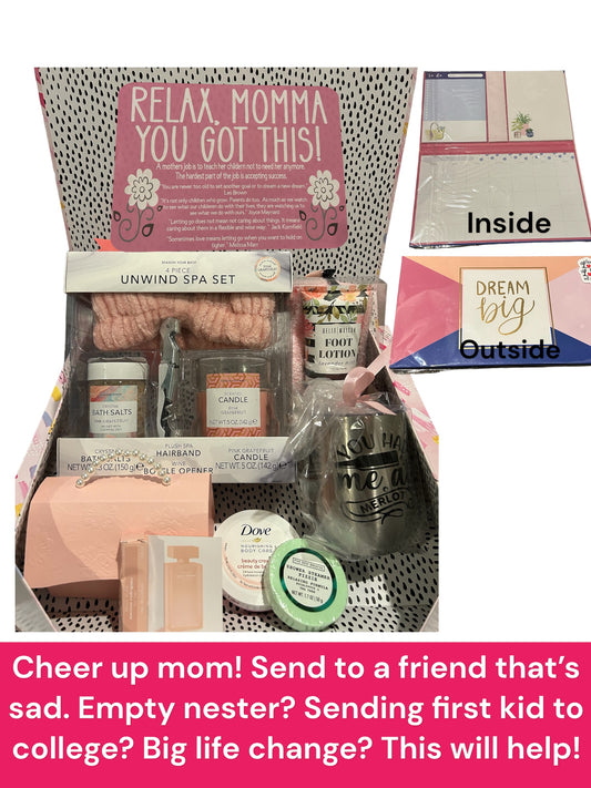 Empty Nester Mom Gift Box, Care Package for Mom with kids going to college, Gift for mom, Spa gift box for mom, Relaxing gif set for sad or stressed moms, gift for friends with kids going to college