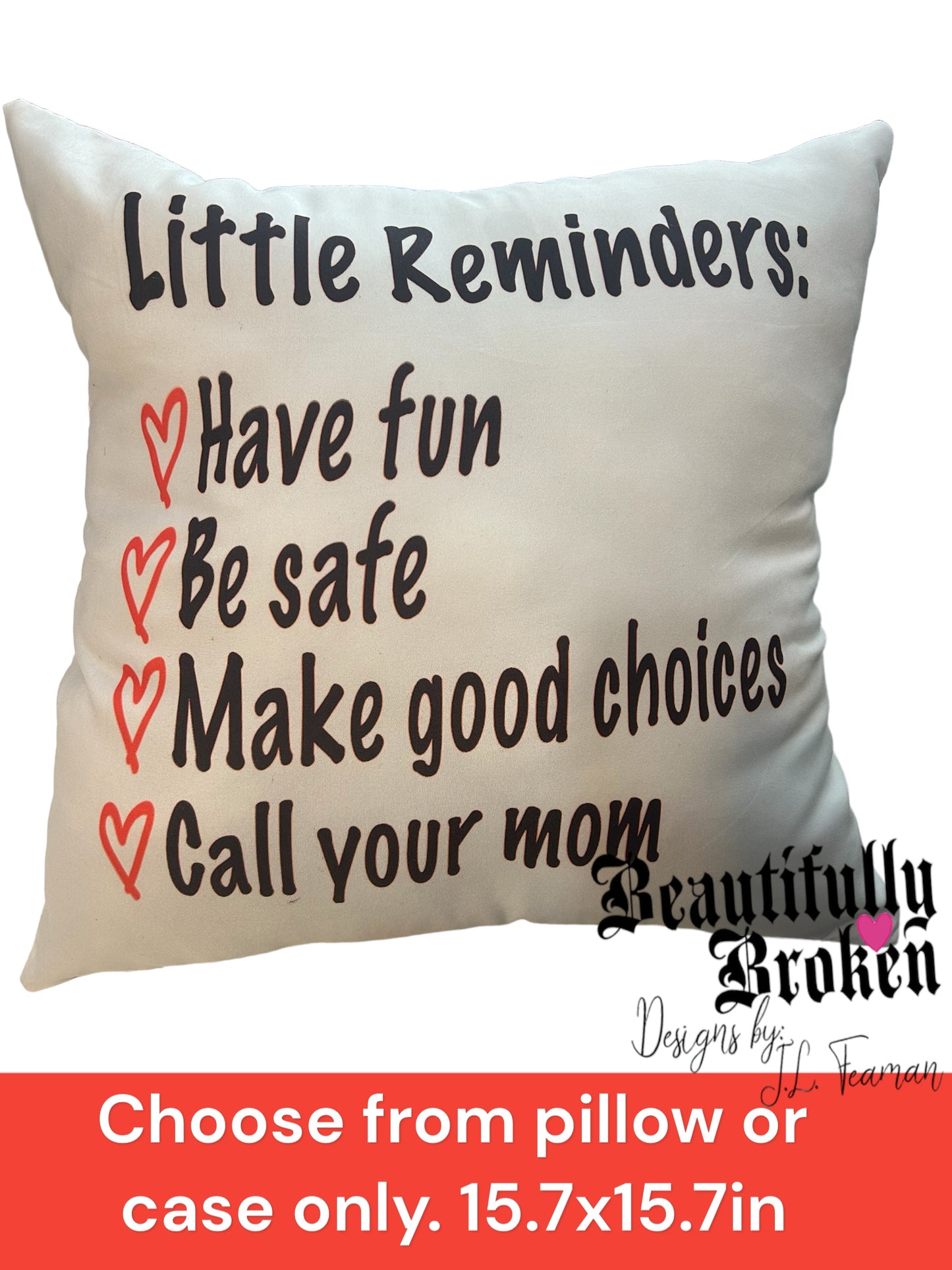 College Dorm Room Pillow from mom, Little reminders pillow for college teens, Call mom pillow, dorm decor pillow, be safe pillow case