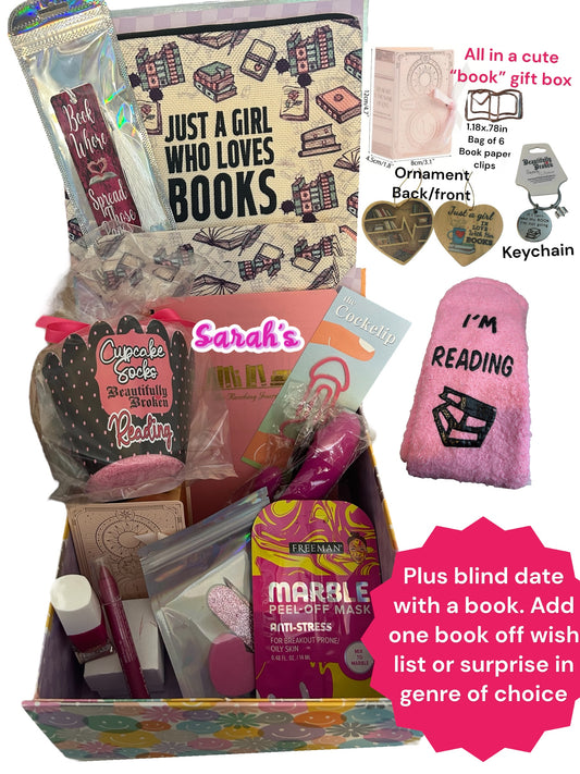 Blind date with a book, book lovers book box, just a girl that loves books care package, mature adults only book box, readers relax and read