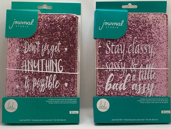 Heidi Swapp Journal Kit with fun and motivational message added! Pink or Gold Glitter 3 piece set