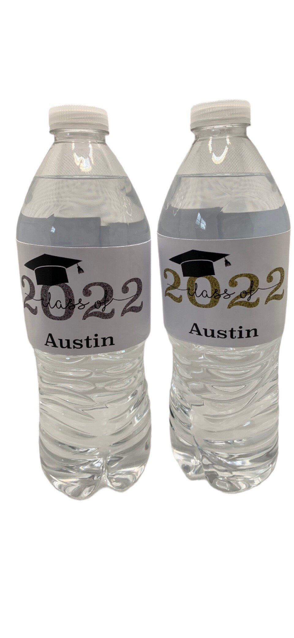 Personalized graduation party water bottle labels - class of 2023/2024 - two colors to choose from