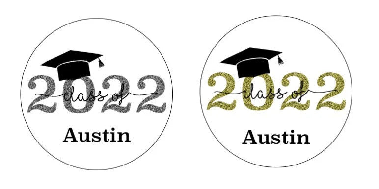 Graduation class of  2023/2024 personalized stickers for envelopes, candy, bags. 4 sizes and 2 colors to choose from