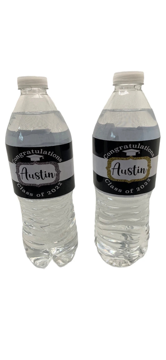 Personalized graduation party water bottle labels - class of 2023/2024  - two colors to choose from