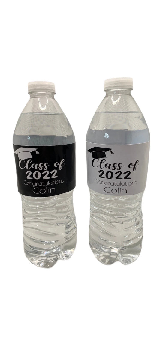 Personalized graduation party water bottle labels - class of 2023/2024- two colors to choose from