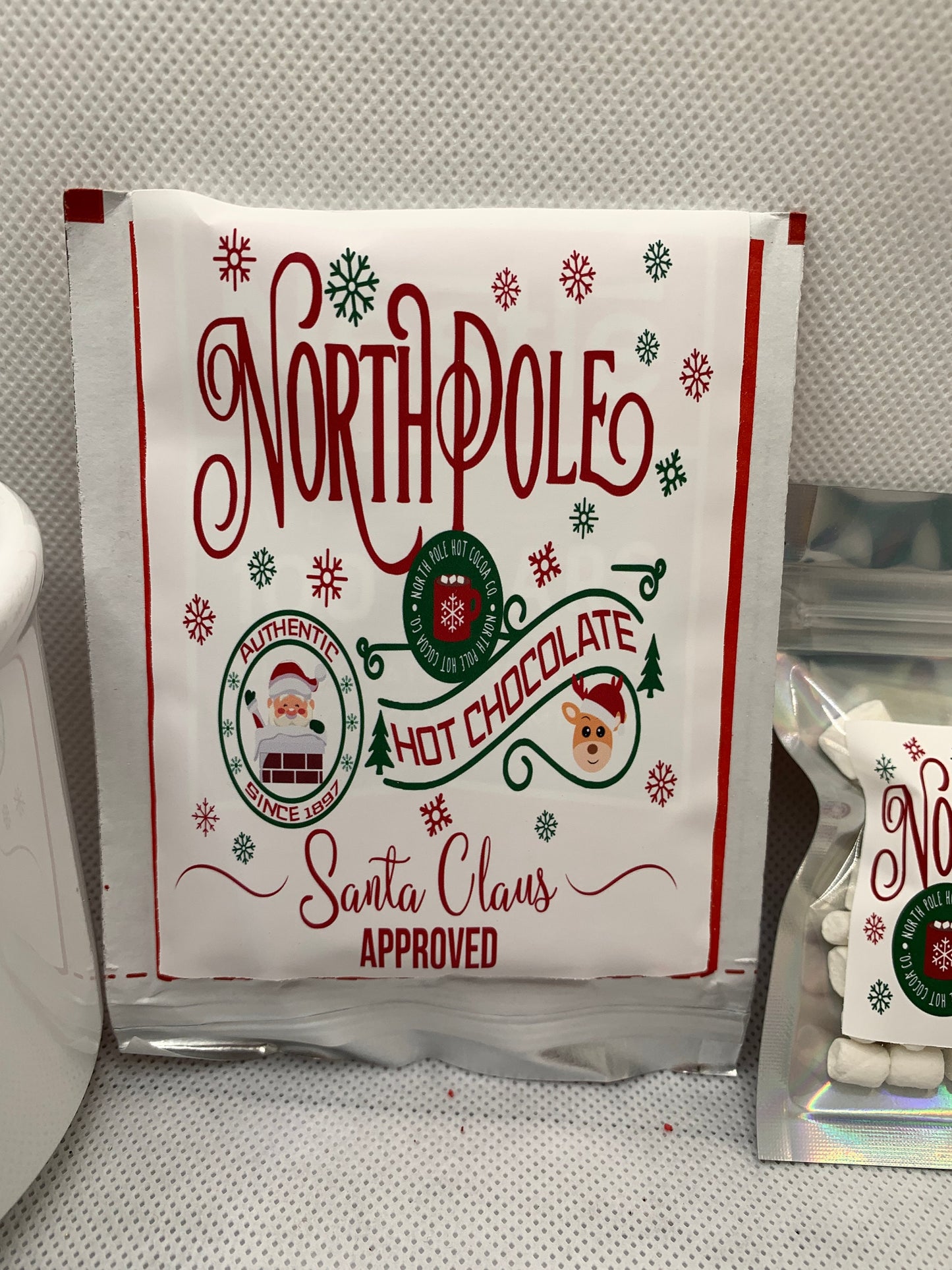 Personalized Santa North Pole Hot Cocoa Mug Kit - refill options available- hot chocolate, marshmallows, gifts from Santa