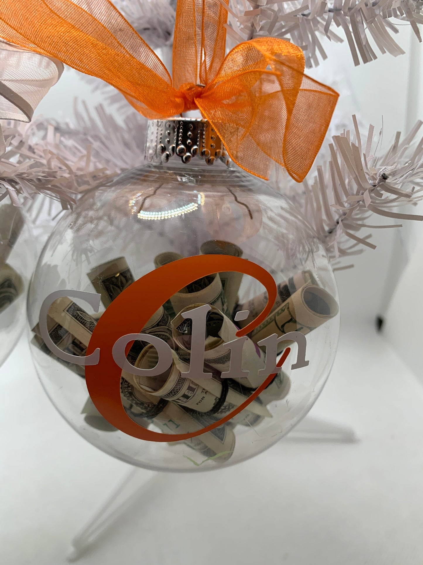 Personalized money ornament- creative way to give cash at Christmas! Money not included