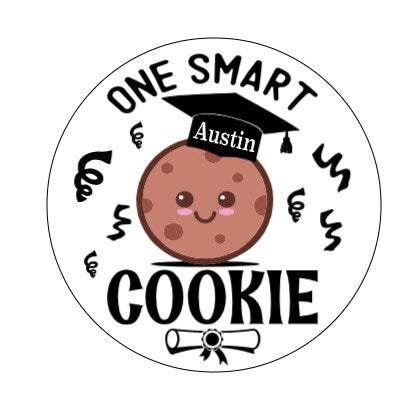 Graduation one smart cookie personalized stickers for envelopes, candy, bags. 4 sizes to choose from