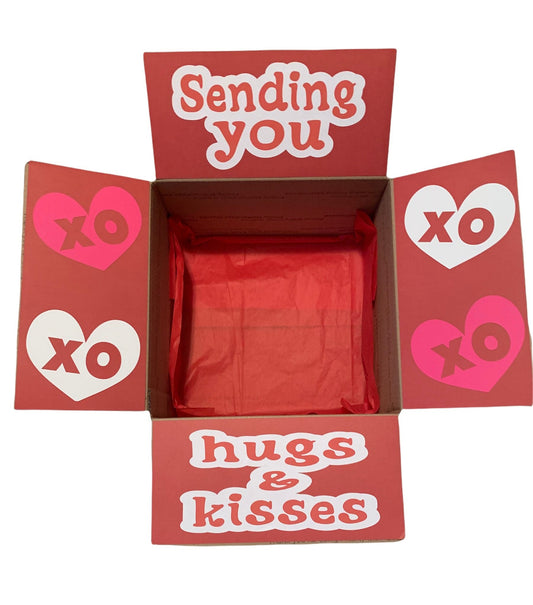 Sending you hugs and kisses. Valentine’s Day/love themed care package kit perfect for any loved one!