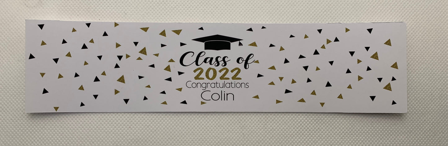 Personalized graduation party water bottle labels - class of 2023/2024 - two colors to choose from