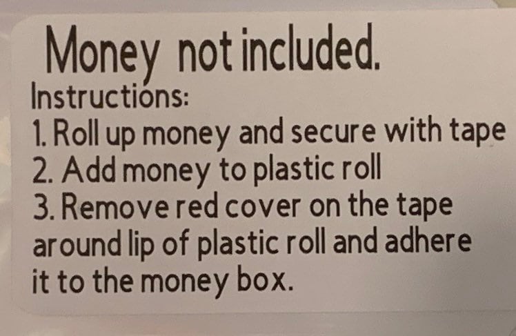 Break in case of emergency - fun/creative money holder gift.  Money not included. Available in 20, 50, or 100- college care/open when