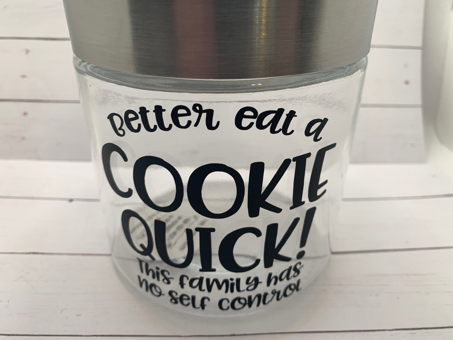 Better eat a cookie quick, this family has no self control - cookie jar, kitchen decor, gift