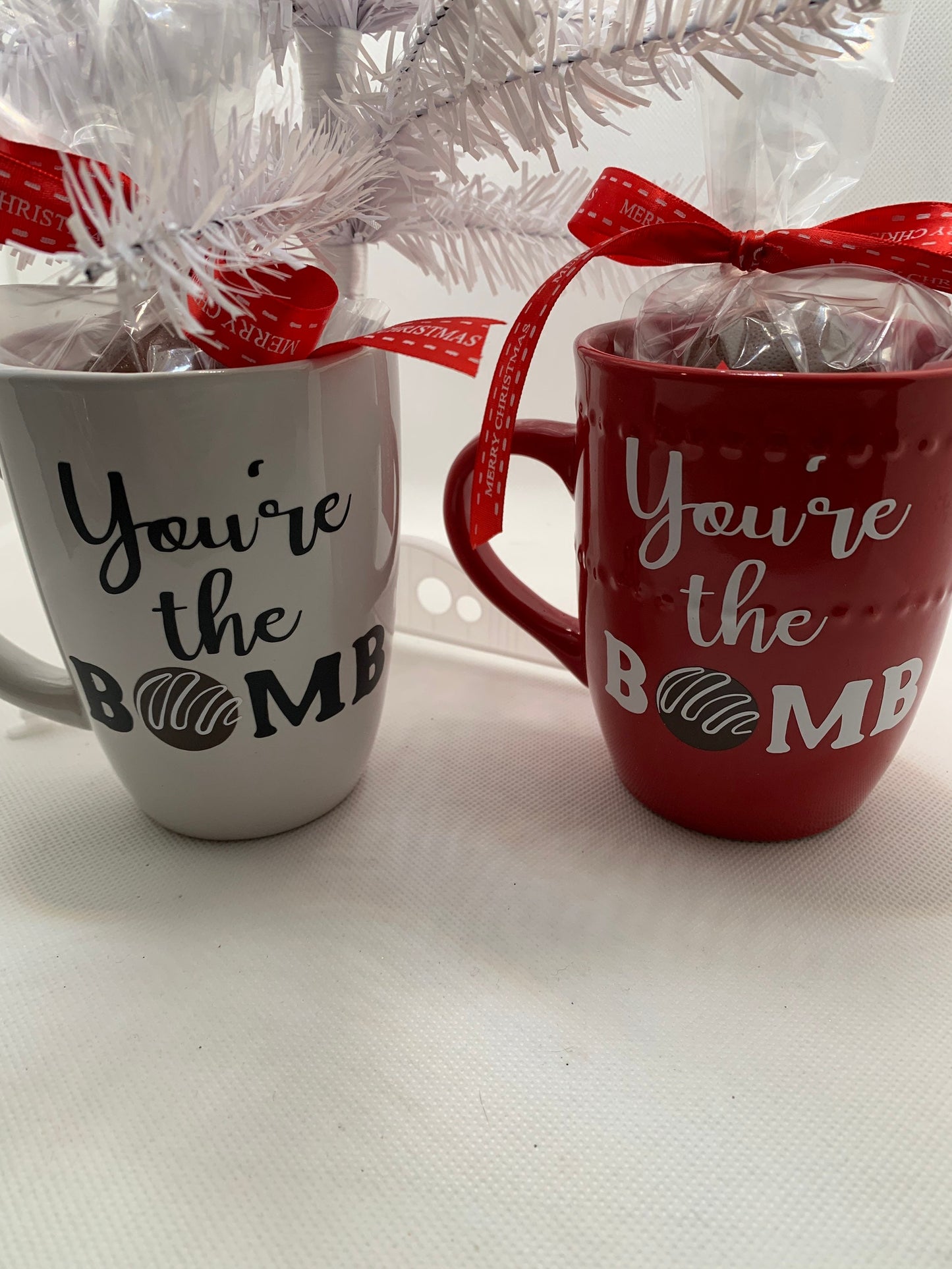 You’re the Bomb mug gift set. Two colors to choose from. Choose from mug only or mug with cocoa bomb- Christmas gift