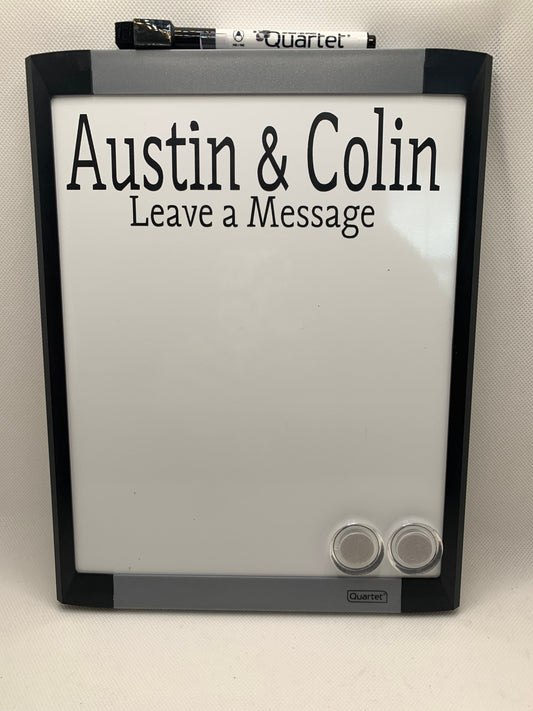 Personalized Dry erase whiteboard - perfect for college dorm/bedroom/kitchen - two styles, various font & personalized options available