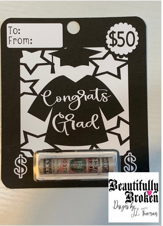 Graduation money card - fun/creative money holder graduation gift. Money not included. Available in 20, 50, 100, blank