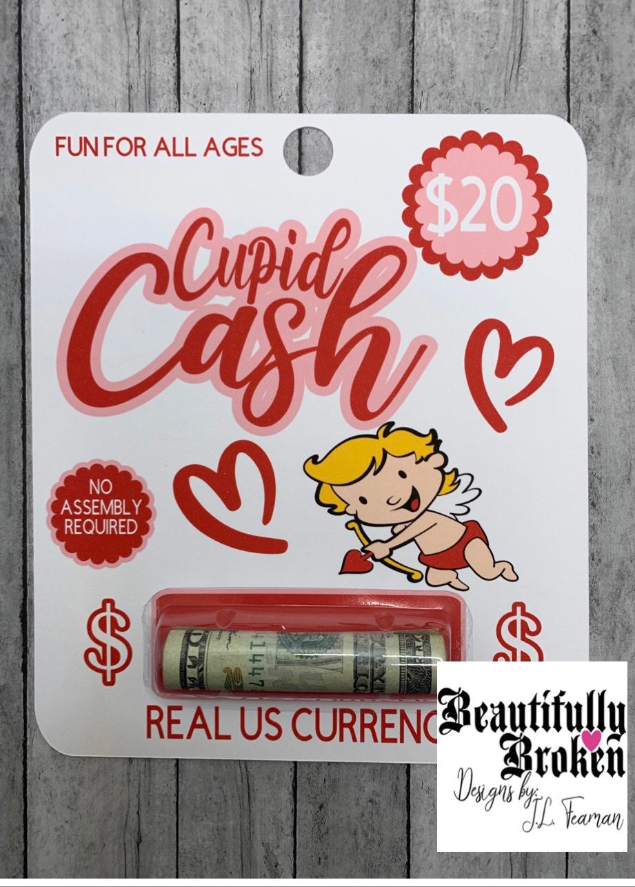 Cupid Cash - fun/creative money holder Valentine’s Day gift. Money not included. Available in 20, 50, and 100 - money card