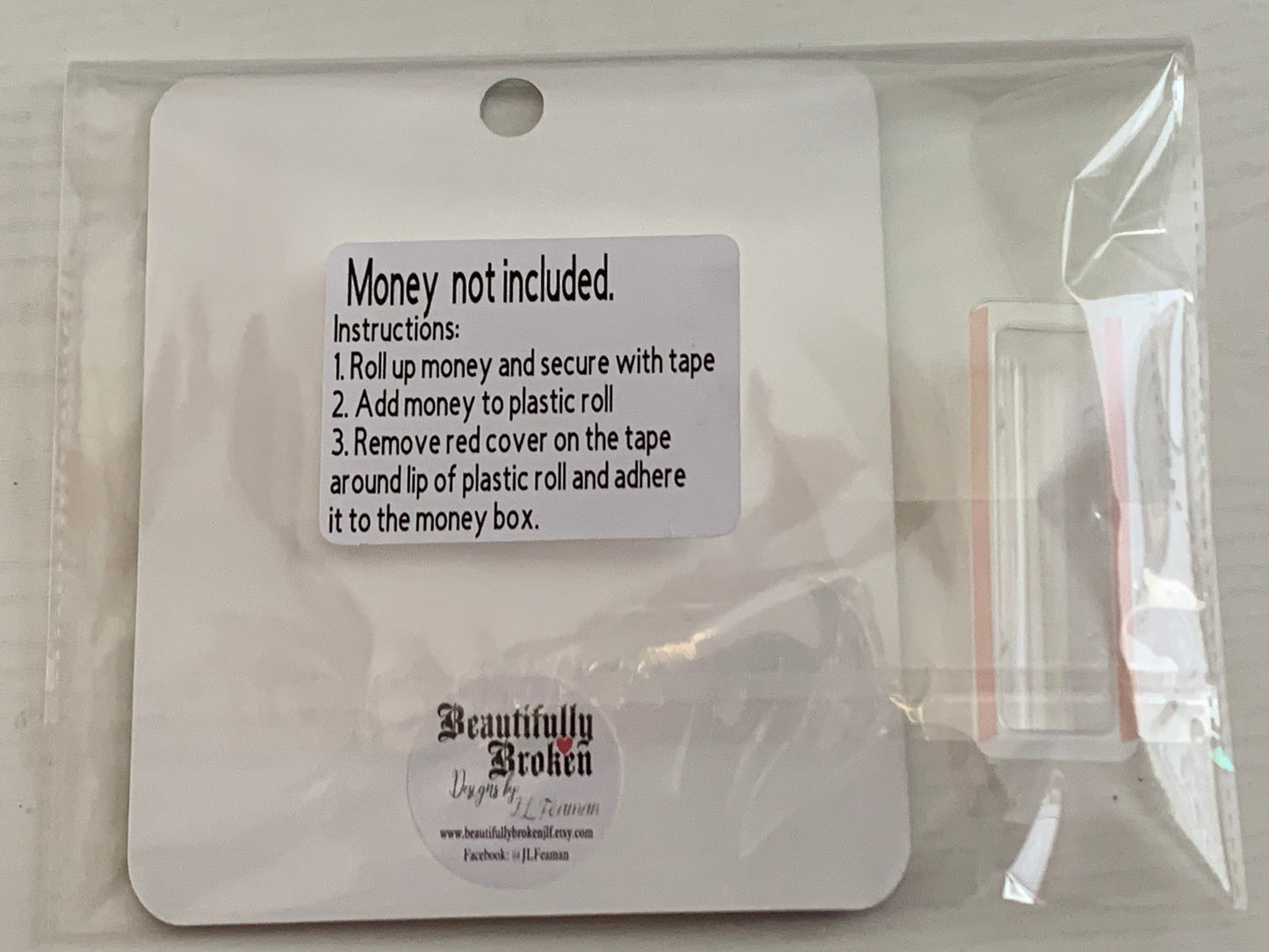 Break in case of emergency - fun/creative money holder gift.  Money not included. Available in 20, 50, or 100- college care/open when